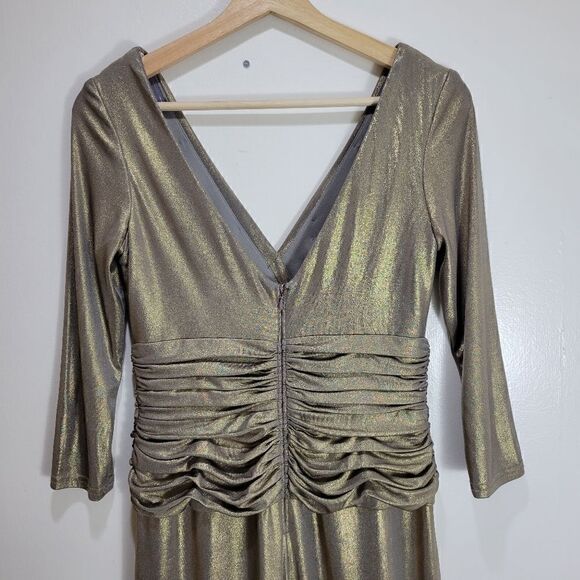 Tadashi Shoji Antique Gold Lamé Gown - Picture 7 of 16